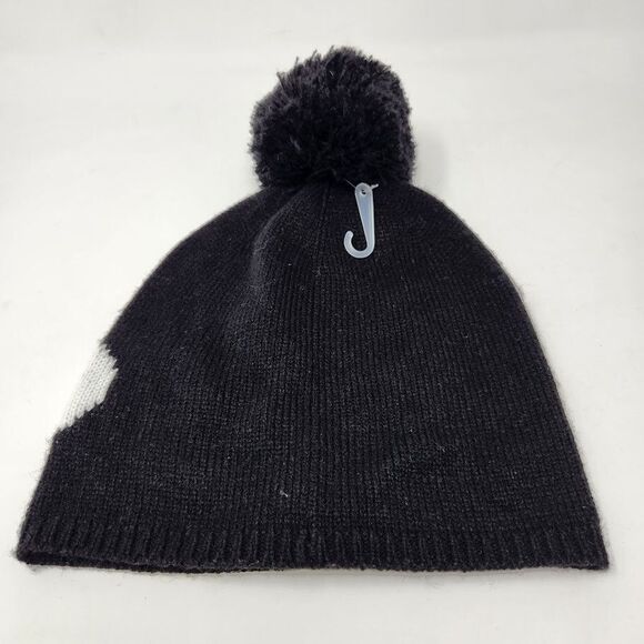 New Kate Spade Womens Taxi Pom Pom Beanie Hat Black Knitted - Picture 2 of 4